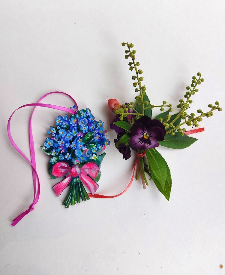 Forget Me Not ~ Hanging Wooden Decoration