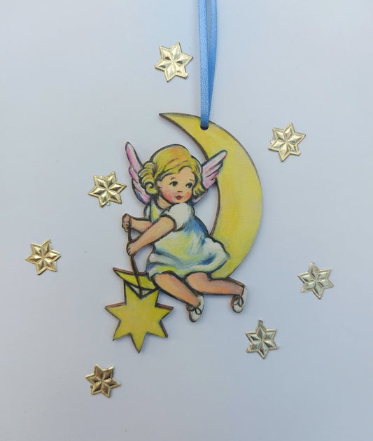 Faith Angel ~ hanging Wooden Decoration