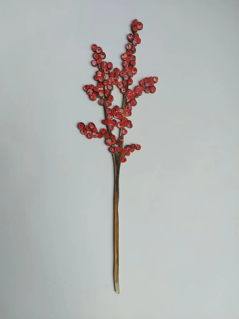Red Berry Single Wooden Stem