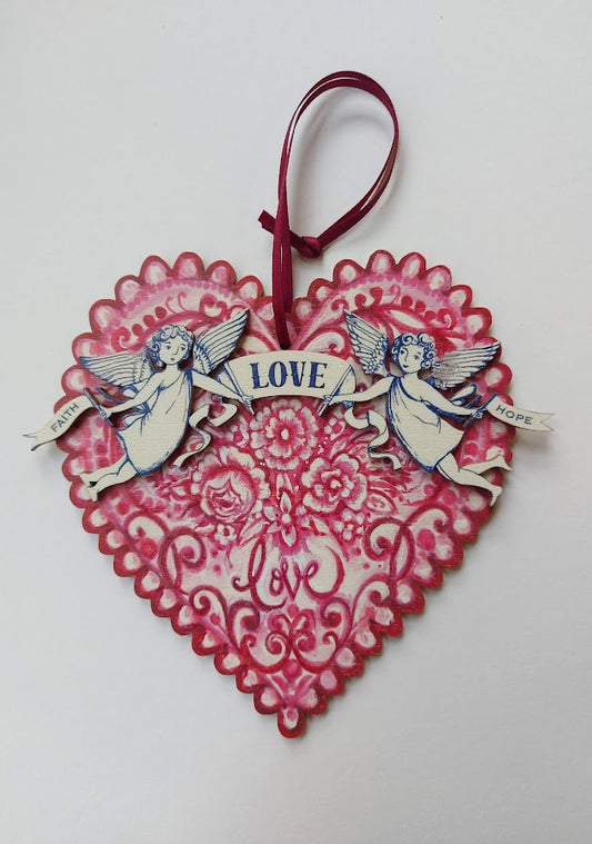 Love Heart - Hanging Wooden Decoration