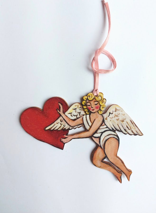 Cupid ~ Hanging Wooden Decoration