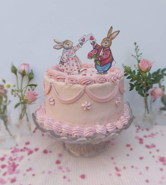 I Love You - Rabbit Children ~ Wooden Cake Toppers