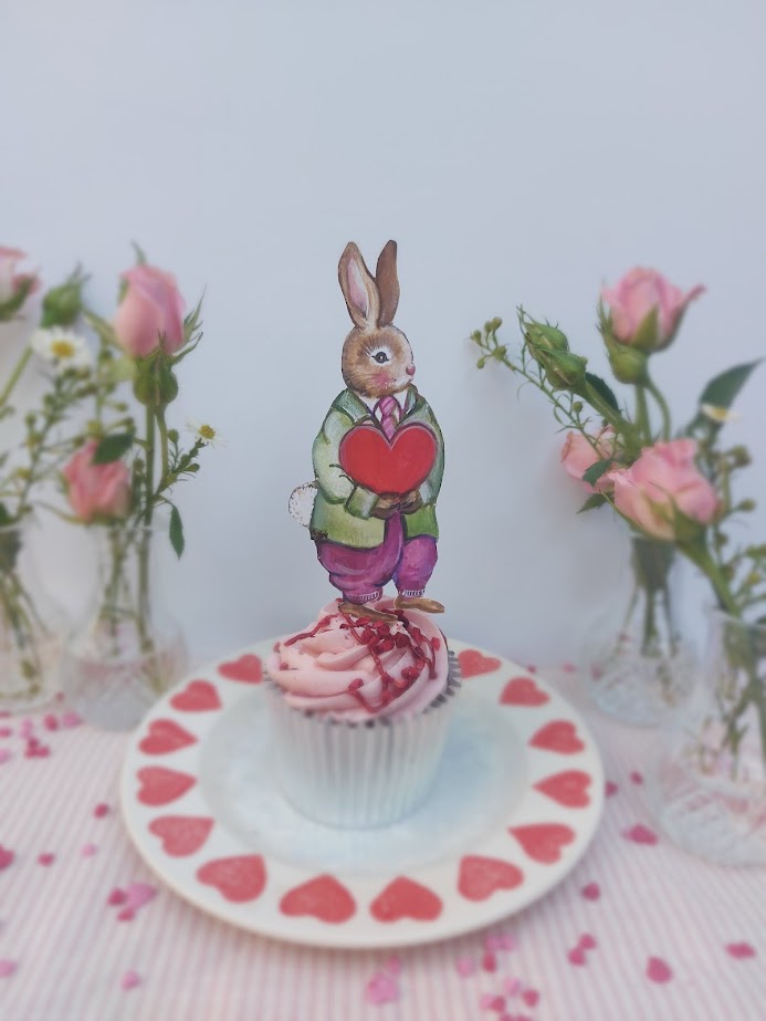 I Love You- Boy Rabbit- Wooden Cake Topper