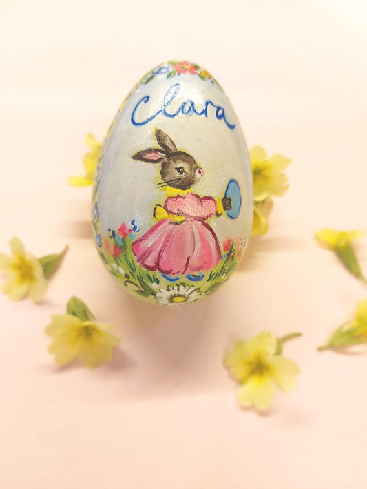 Hand Painted Personalised Wooden Easter Egg (GIRL) 2026