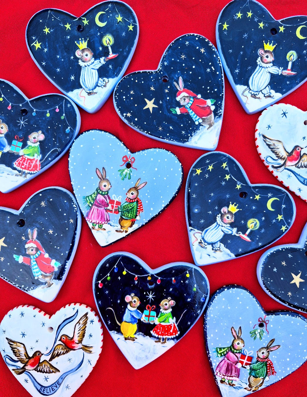 Under the Mistletoe ~ Hand Painted Ceramic Heart