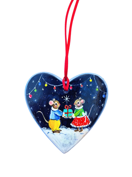 Christmas Joy ~Hand Painted Ceramic Heart