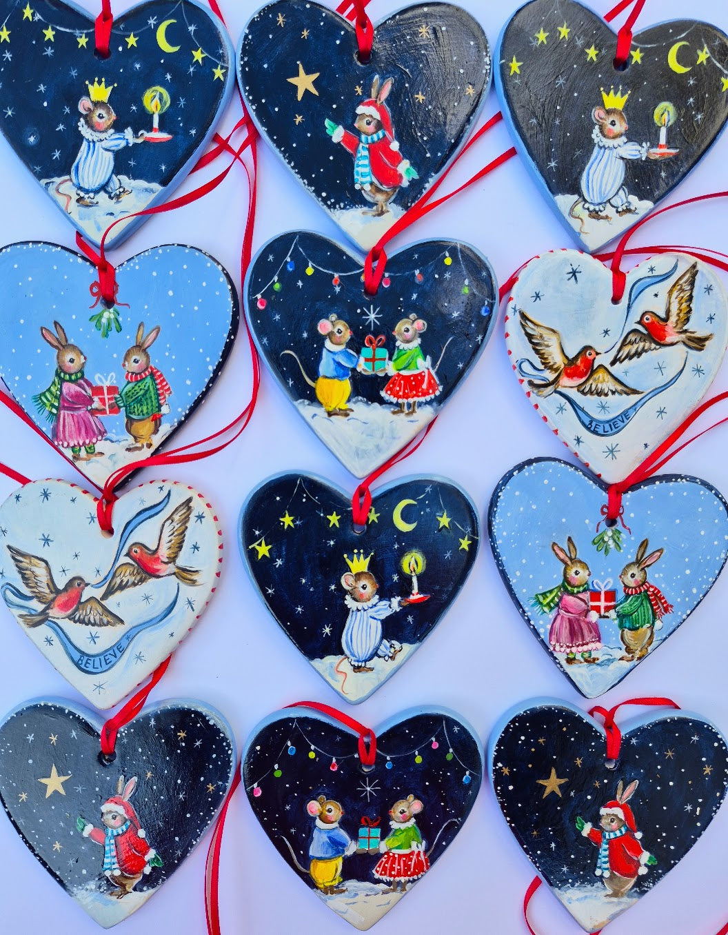 Under the Mistletoe ~ Hand Painted Ceramic Heart