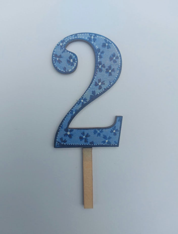 Number 2- Wooden Cake Topper