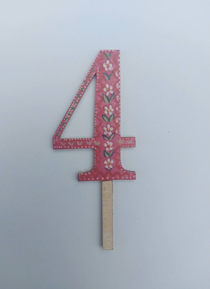 Number 4 - Wooden Cake Topper