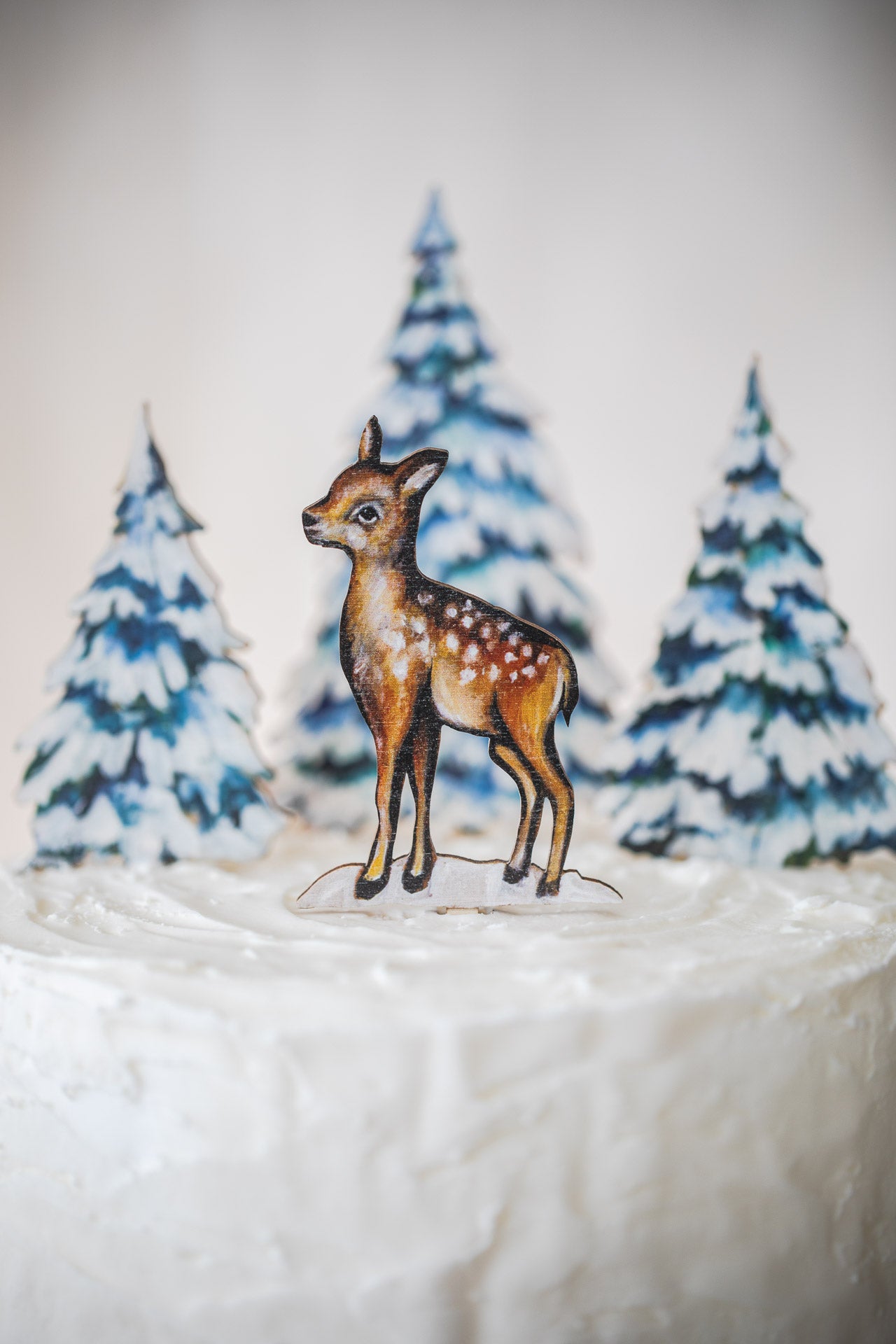 Snowy Trees ~ Set of 3 Wooden Cake Toppers