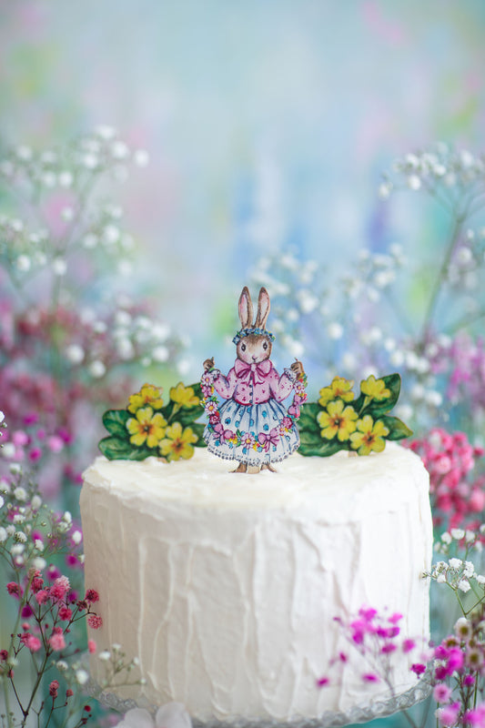 Flower Bunny Cake Topper ~ Wooden Cake Topper