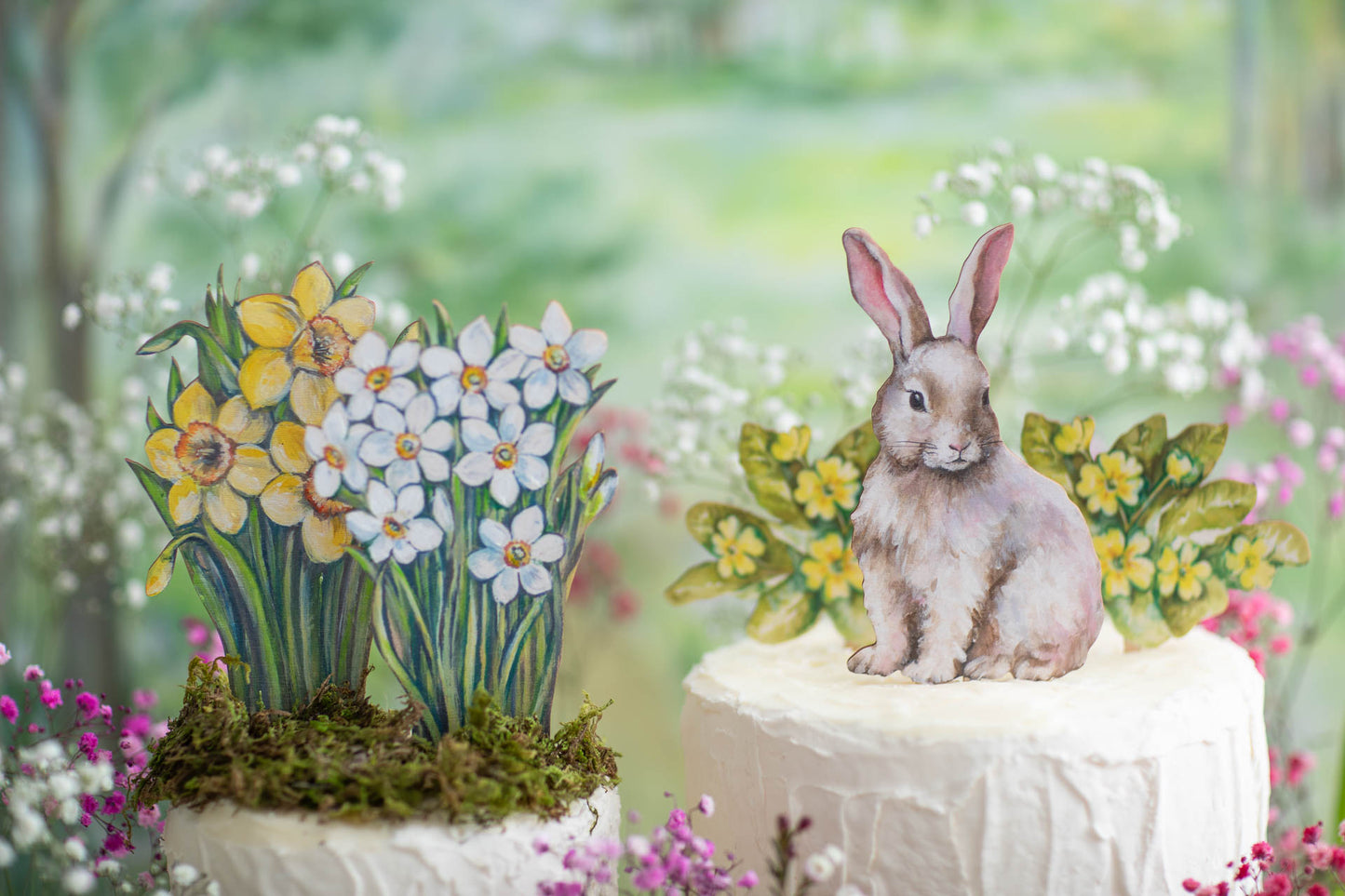 Spring Bunny ~ Large Wooden Cake Topper