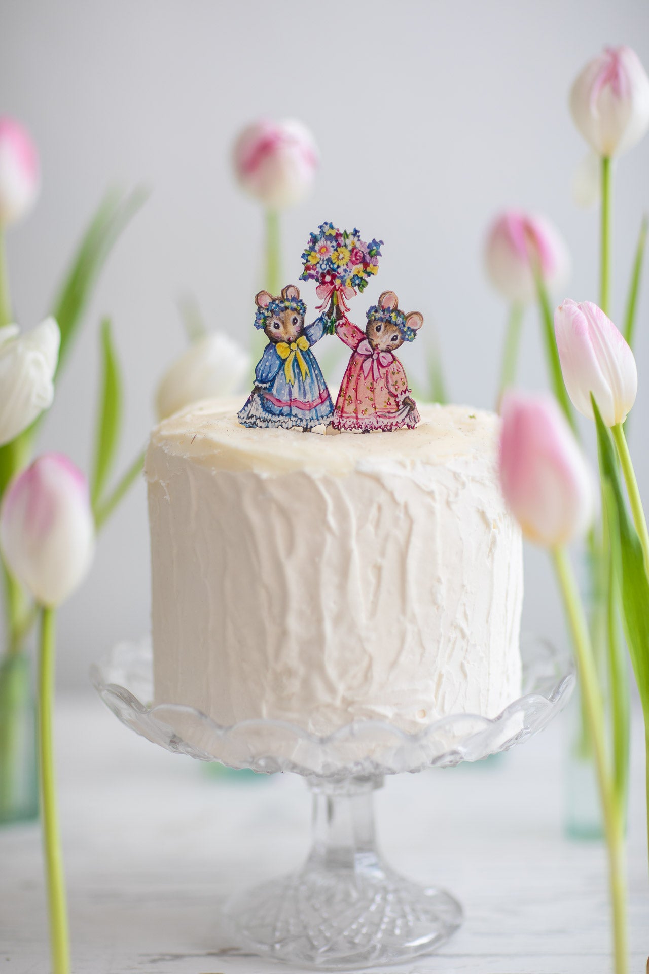 Twin Spring Mice ~ Wooden Cake Topper