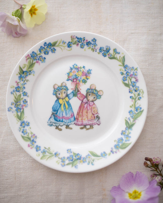 Spring Twin Mice ~ 6.5" Fine Bone China Side Plate