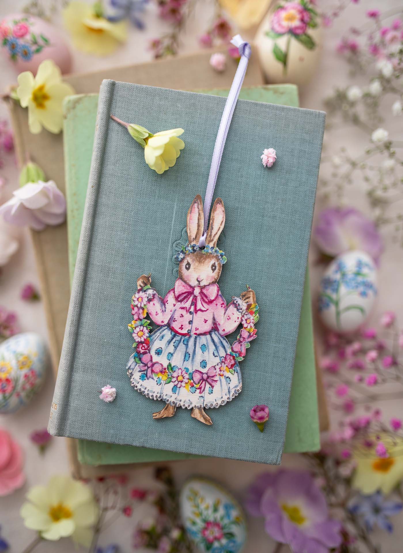 Spring Bunny ~ Hanging Wooden Decoration