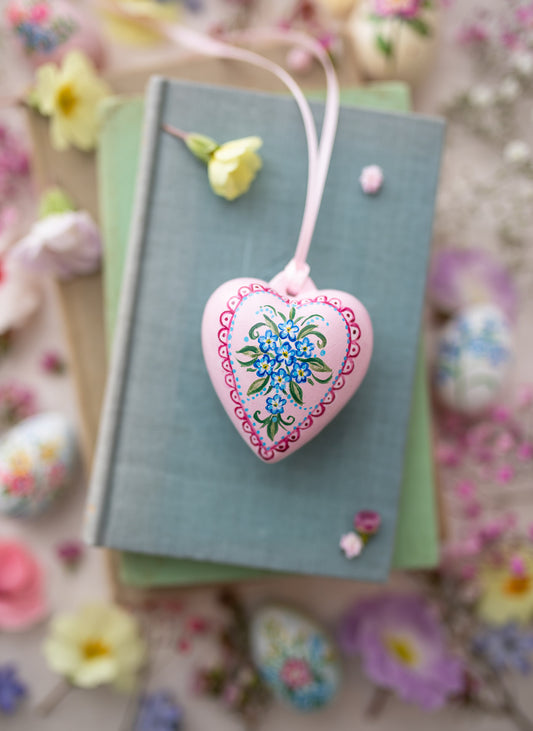 Birdie ~ Hand Painted Ceramic Heart