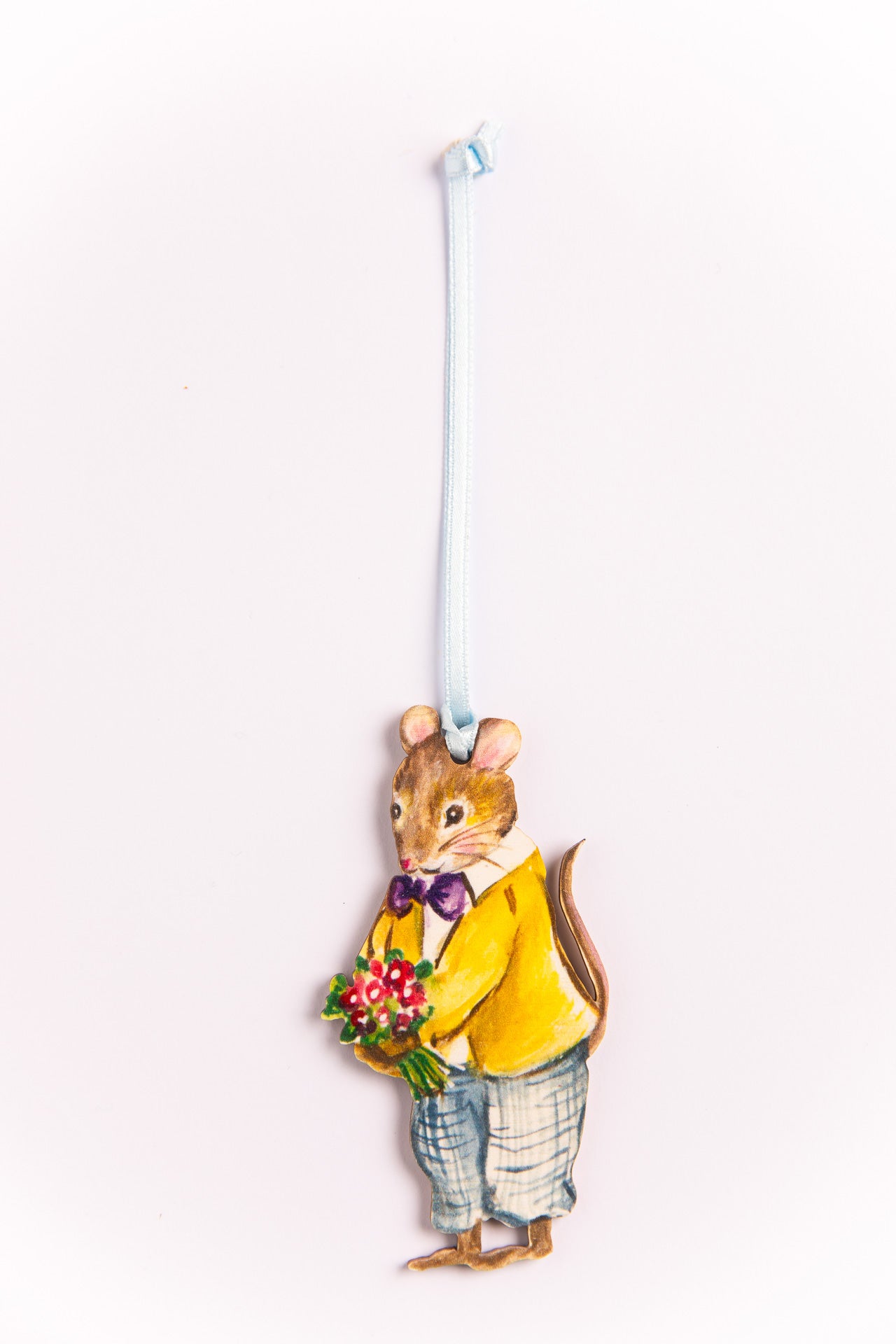 Boy and Girl Spring Mice ~ Hanging Wooden Decorations