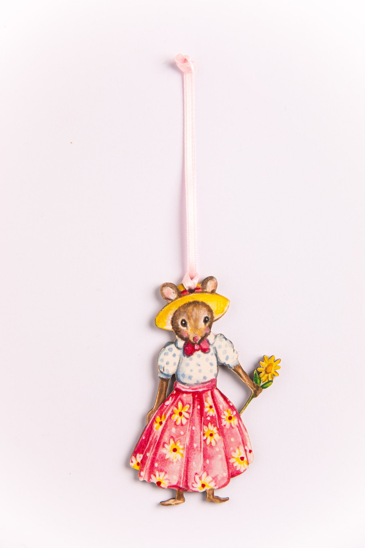 Boy and Girl Spring Mice ~ Hanging Wooden Decorations