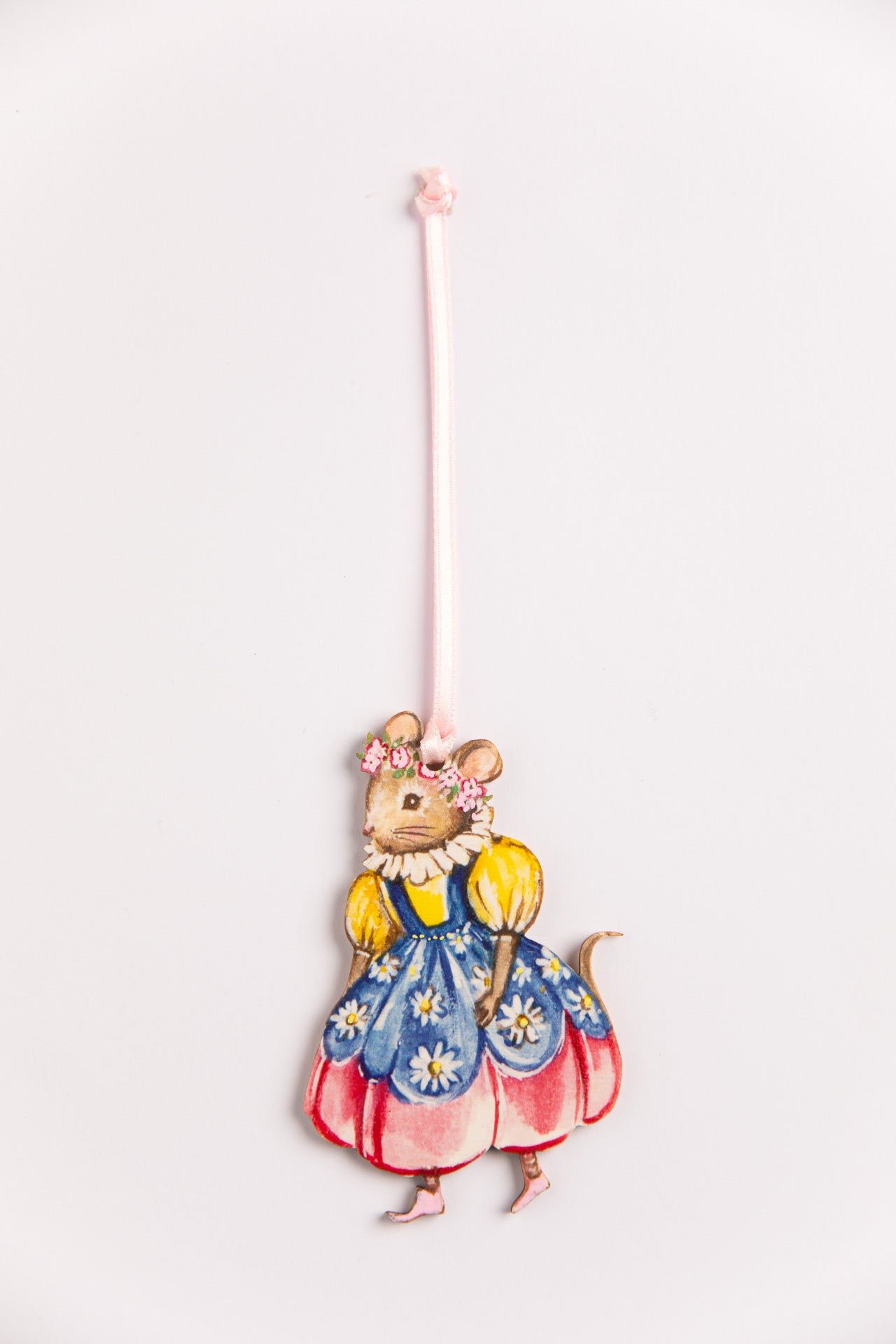 Flower Mice ~ Set of Wooden Hanging Decorations