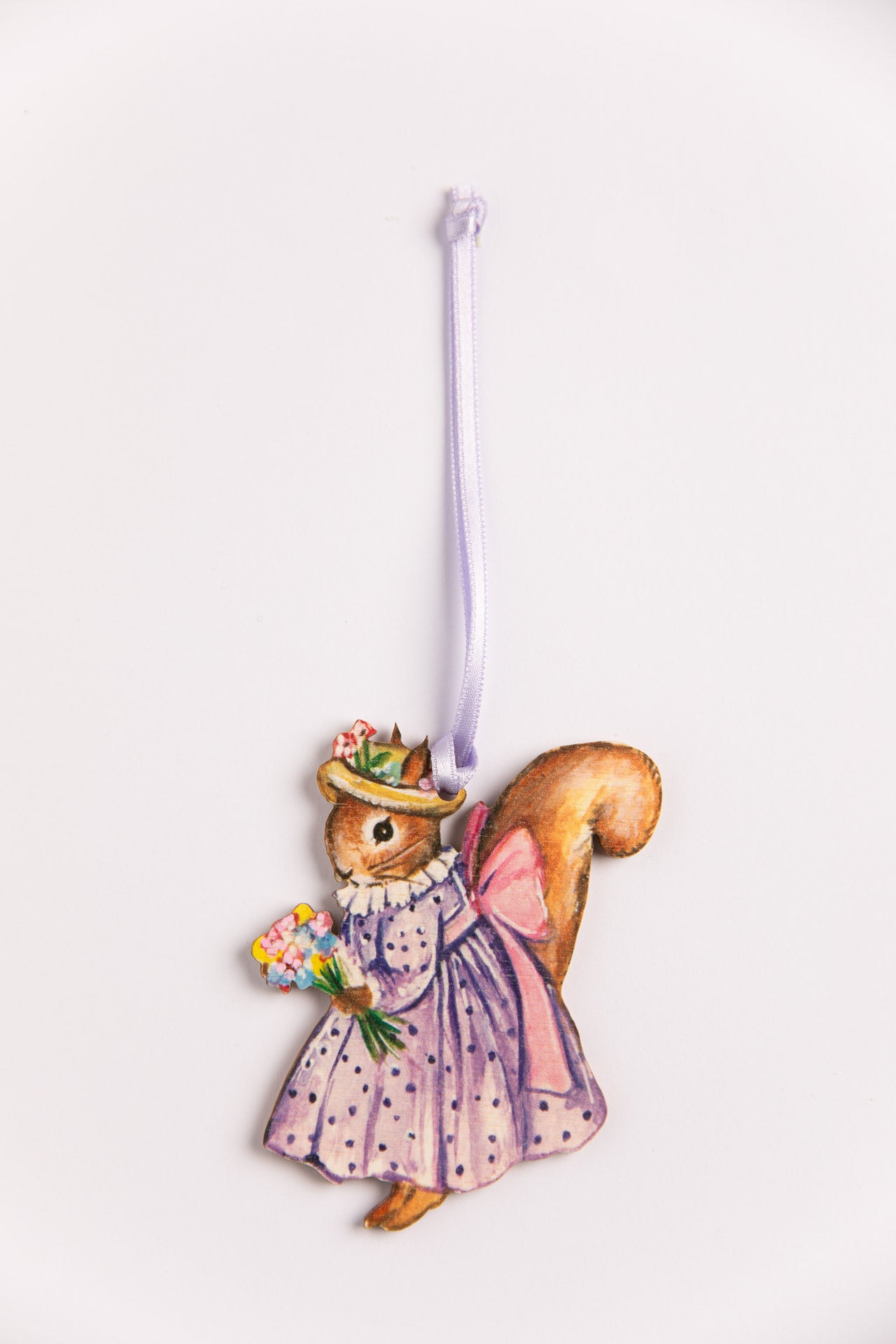 Spring Squirrel ~Hanging Wooden Decoration