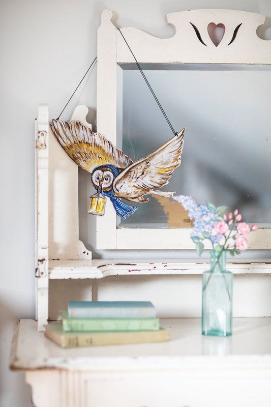 Magical Owl ~ Large Hanging Wooden Decoration