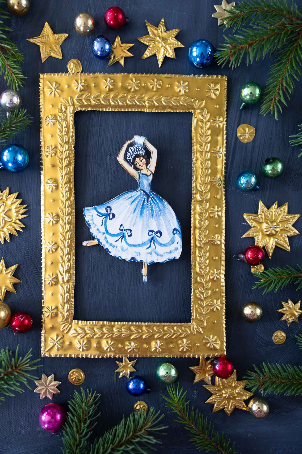 Snowflake Ballerina ~ Hanging Wooden Decoration