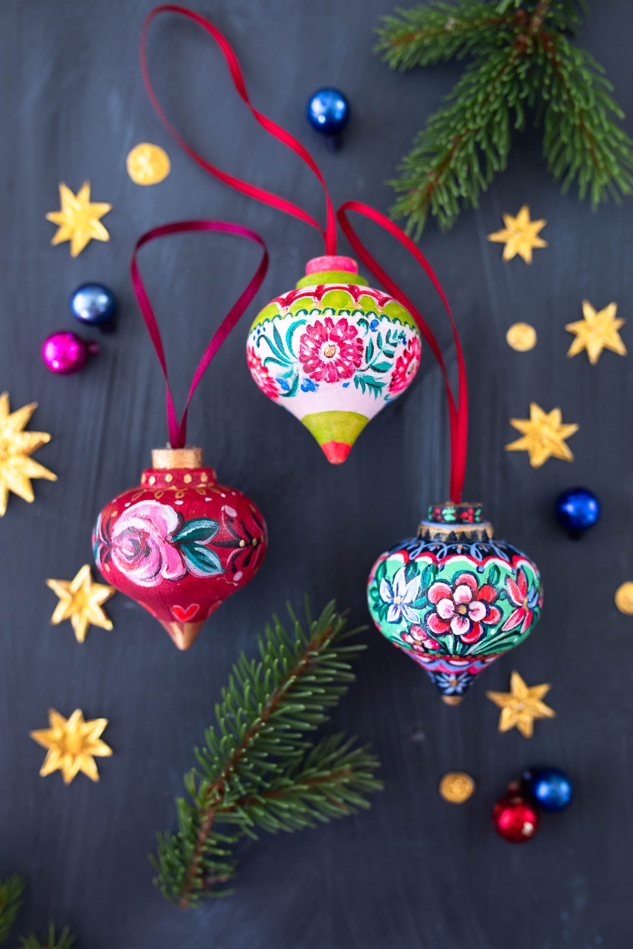 Fia ~ Hand Painted Wooden Baubles