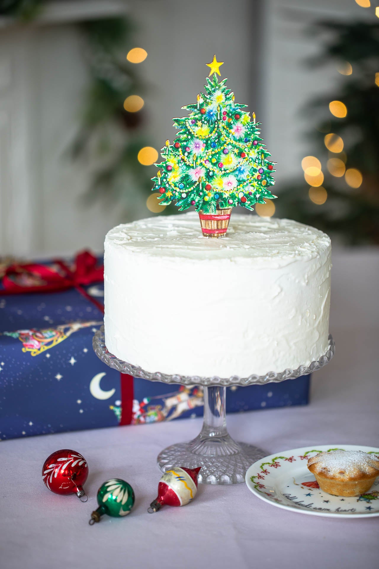 Amy Swann X Fortnum & Mason  Father Christmas and Tree ~ Wooden Cake Topper