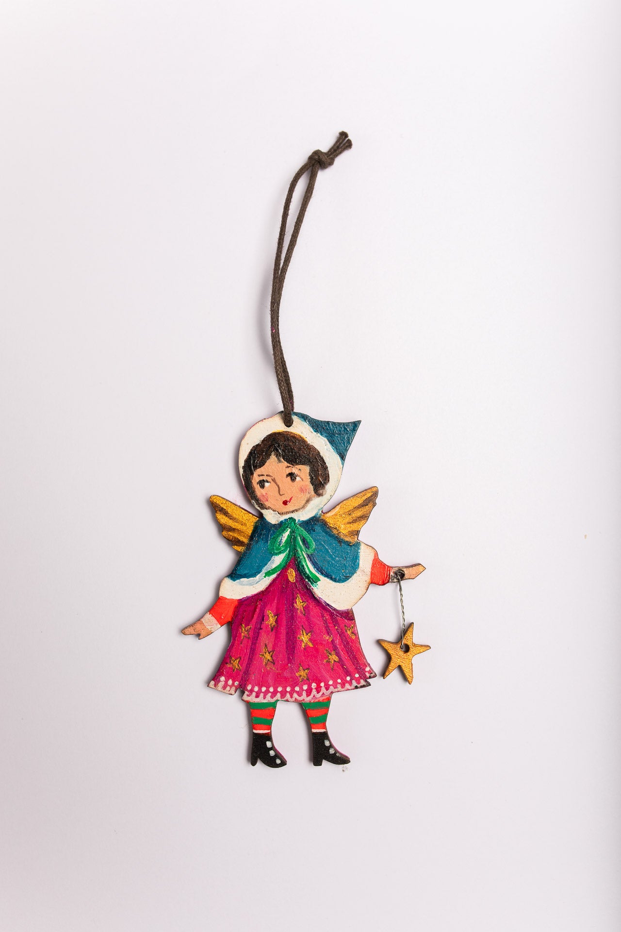 Folk Angel ~ Hanging Wooden Decoration