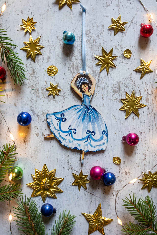 Snowflake Ballerina ~ Hanging Wooden Decoration