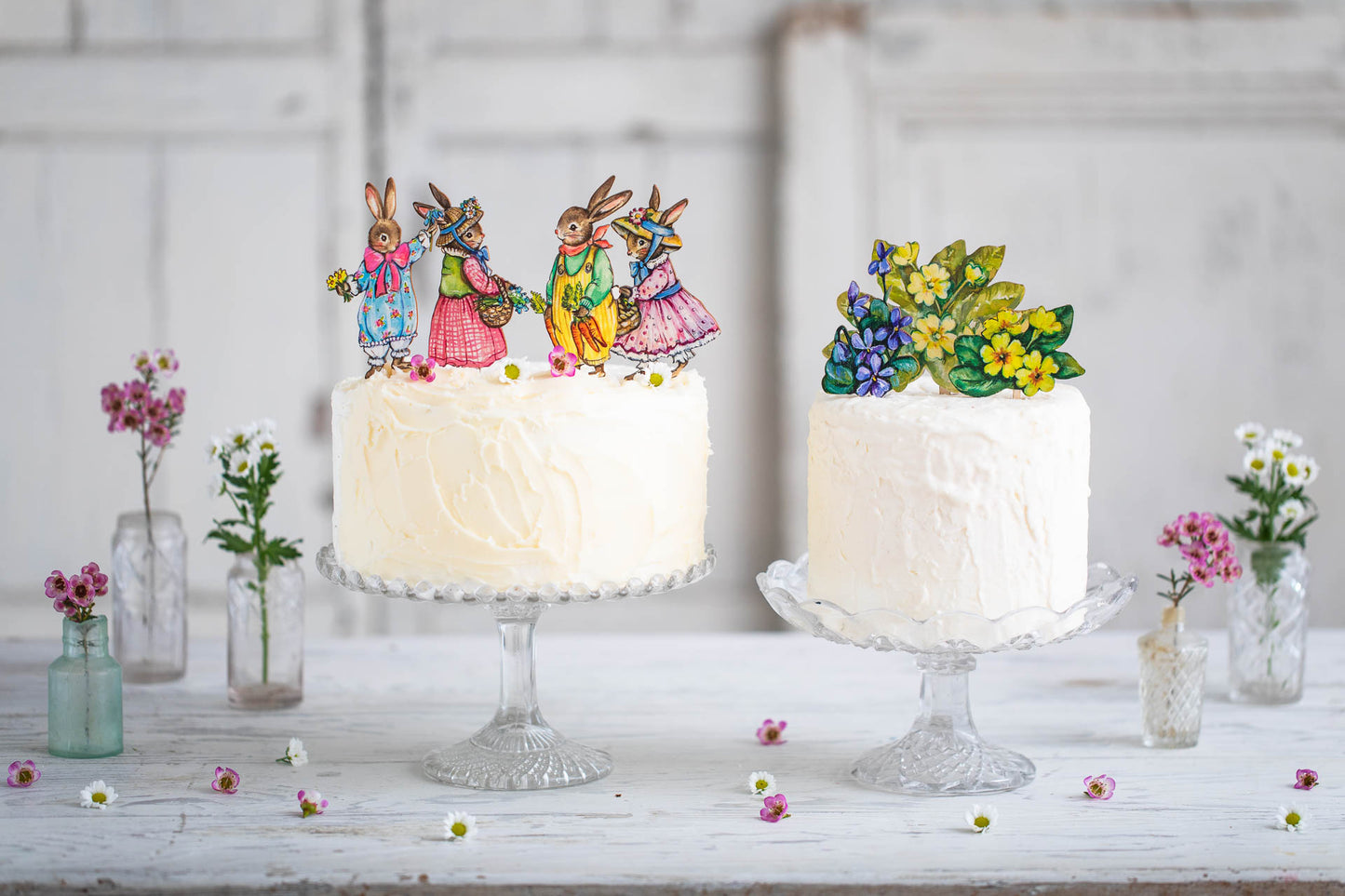 Bunny with Basket ~ Wooden Cake Topper