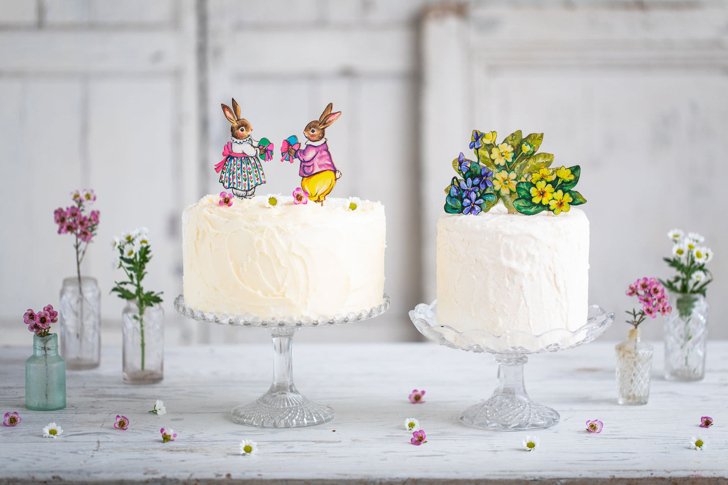 Boy Bunny with Egg ~ Wooden Cake Topper