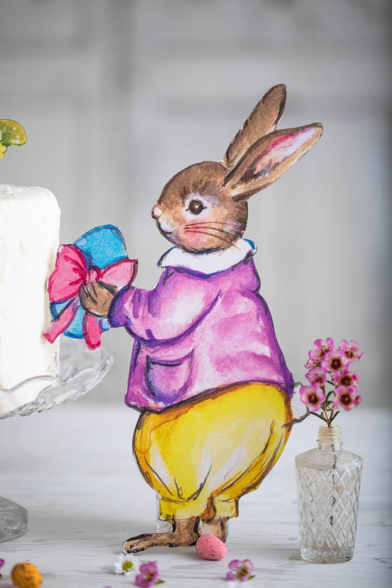 Boy Bunny With Egg ~ Large Freestanding Wooden Decoration