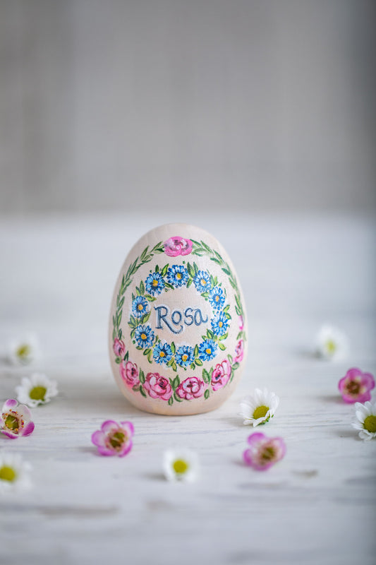 Vintage Flowers ~ Personalised Wooden Egg