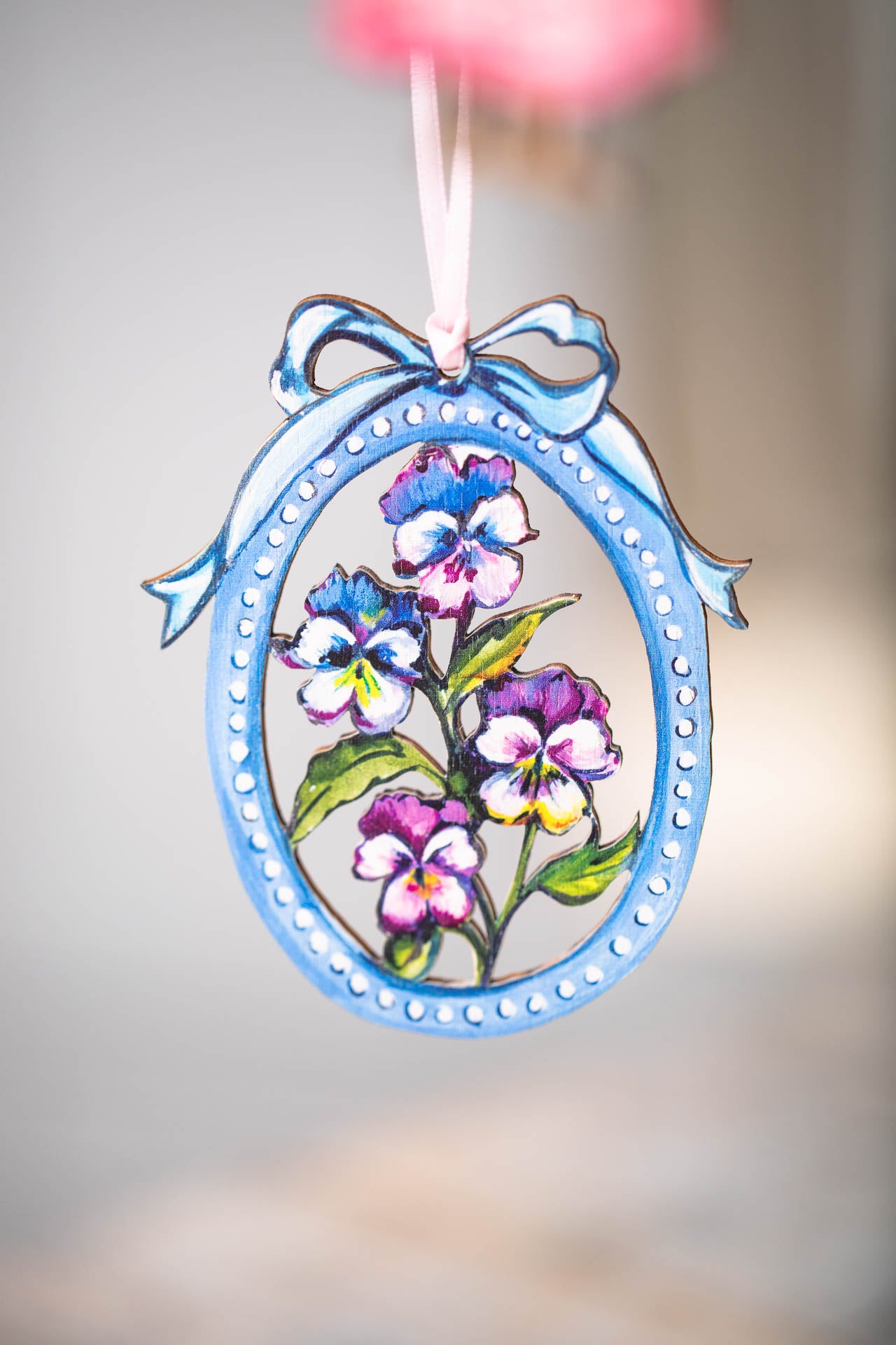 Pansy ~ Hanging Wooden Decoration