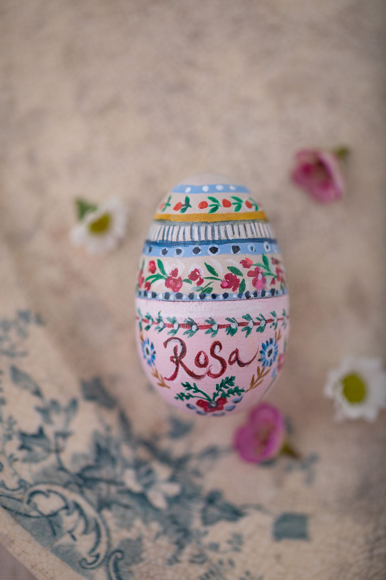 Birdie ~ Small Personalised Fillable Hand Painted Egg