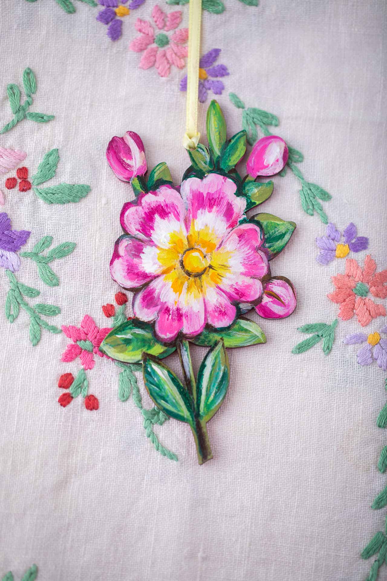Hand painted Set Of Hanging Flower Decorations