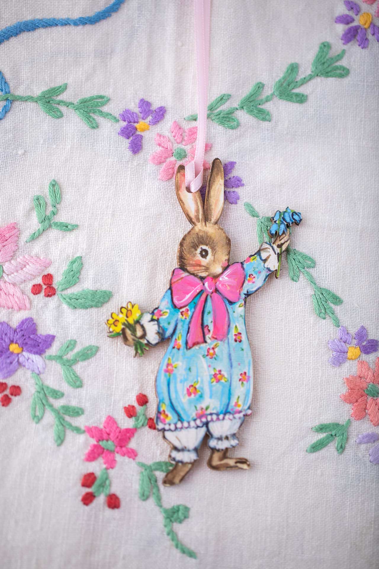Picking flowers ~ Hanging Wooden Decoration