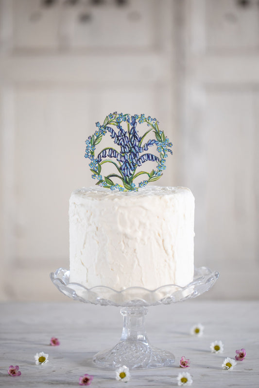 Bluebell and Forget Me Not ~ Wooden Cake Topper
