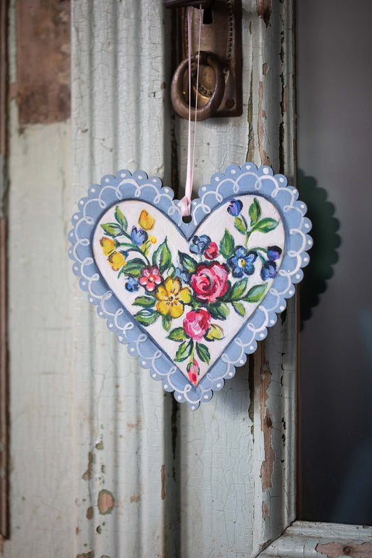 Greta ~ Hand Painted Wooden Heart