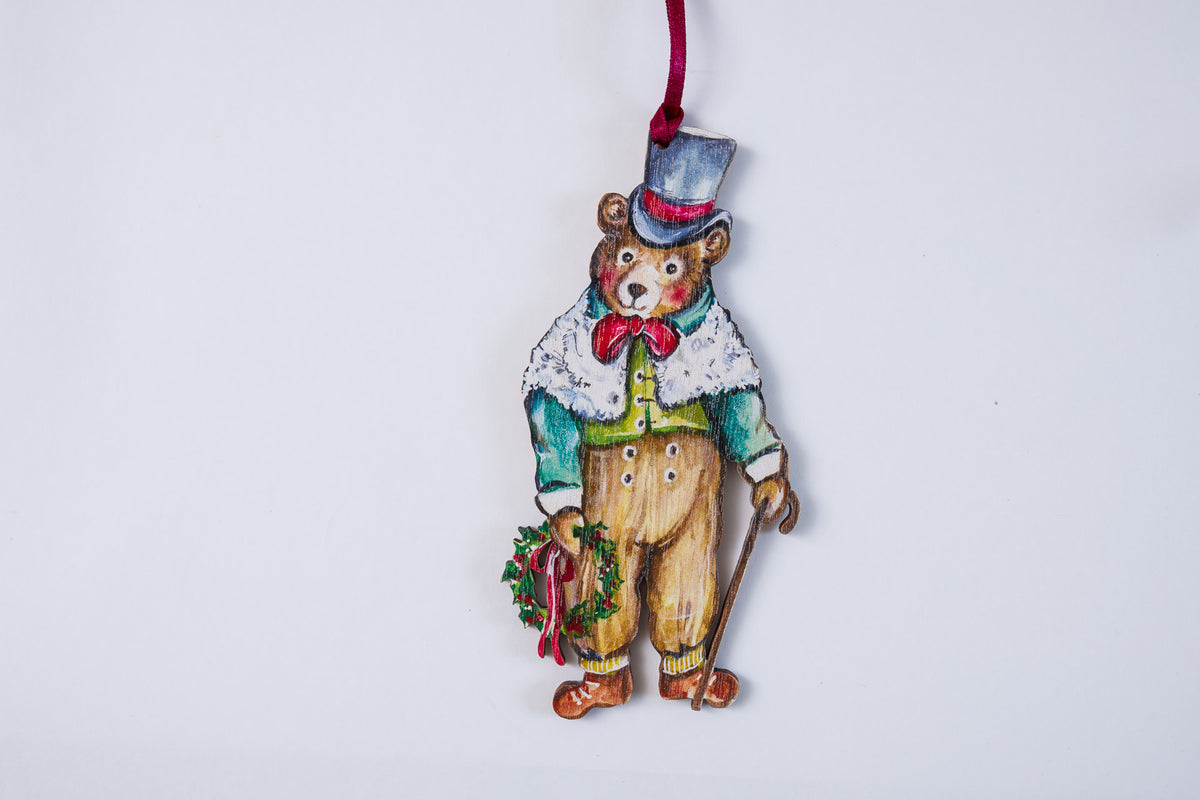 Christmas Bear ~ Fortnum & Mason X Amy Swann ~ Hanging Wooden Decoration