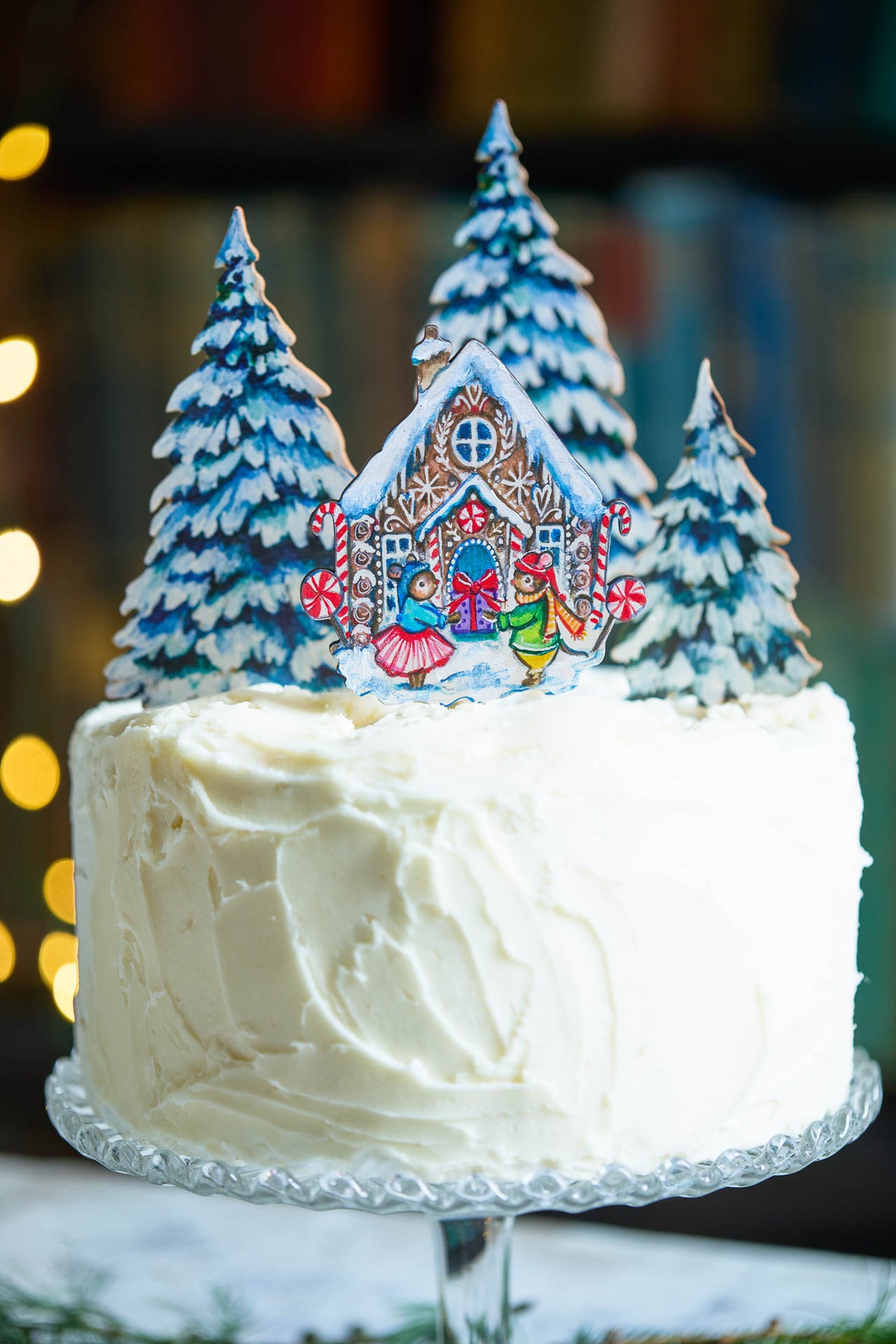 Gingerbread House with two little mice ~ Wooden Cake Topper
