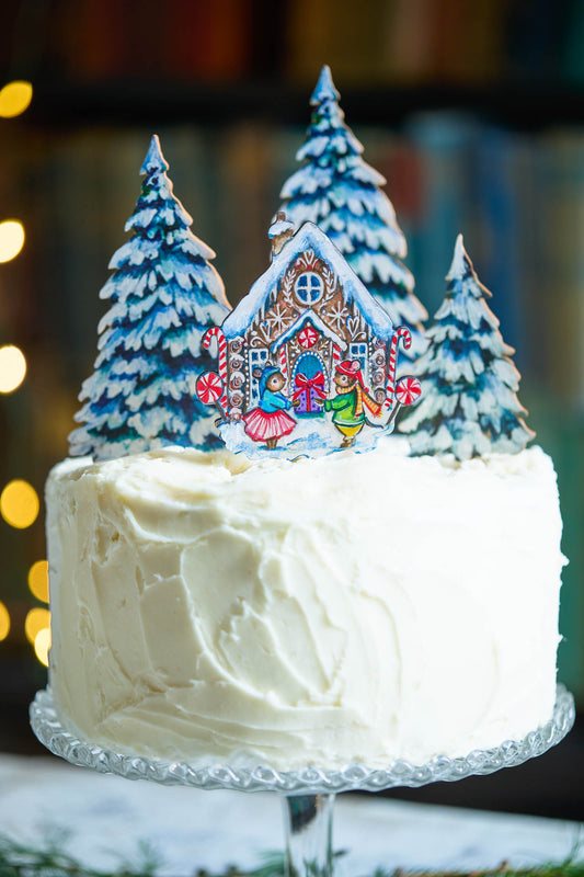 Gingerbread House with two little mice ~ Wooden Cake Topper