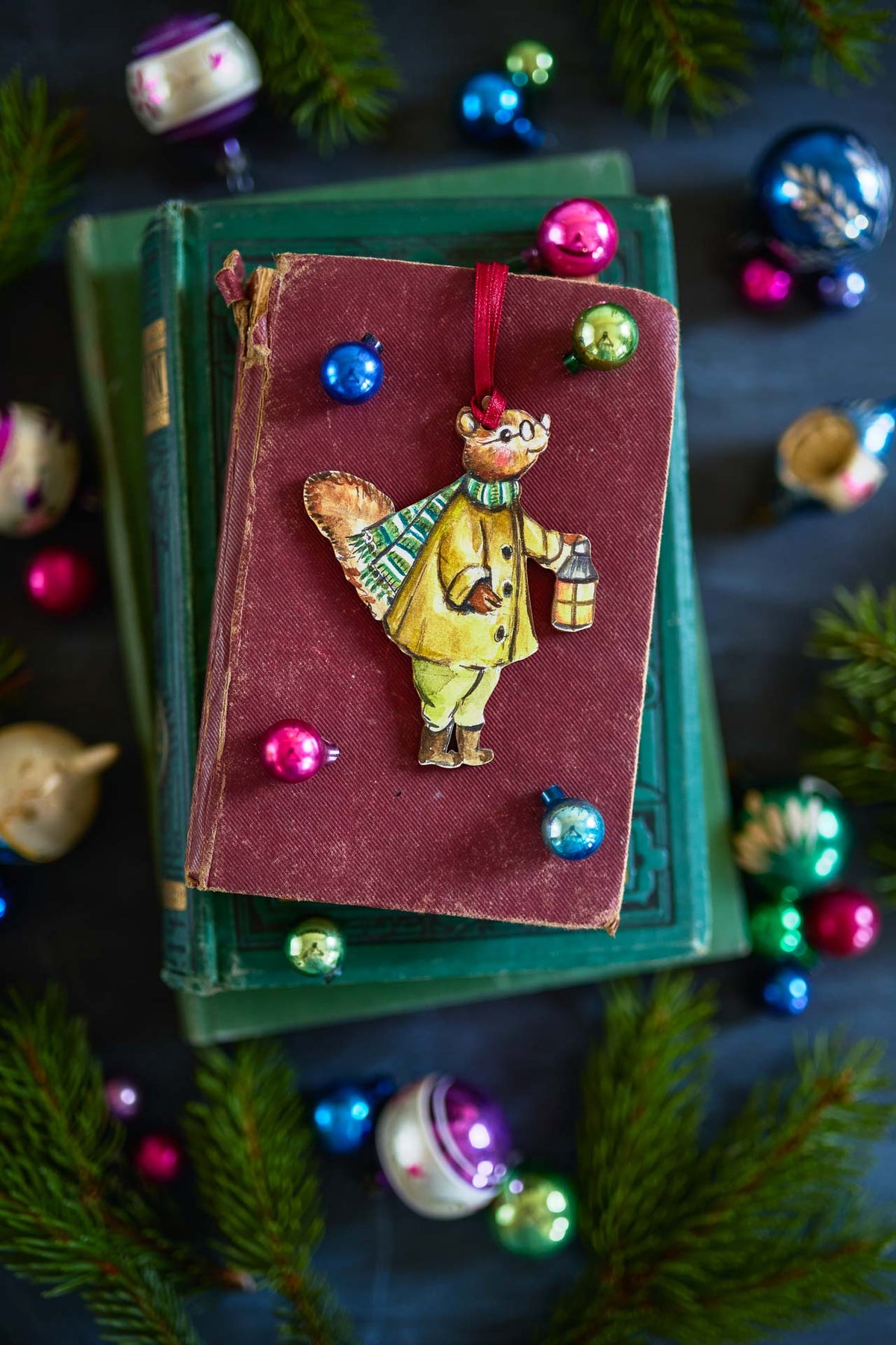 Squirrel With Lantern ~ Hanging Wooden Decoration