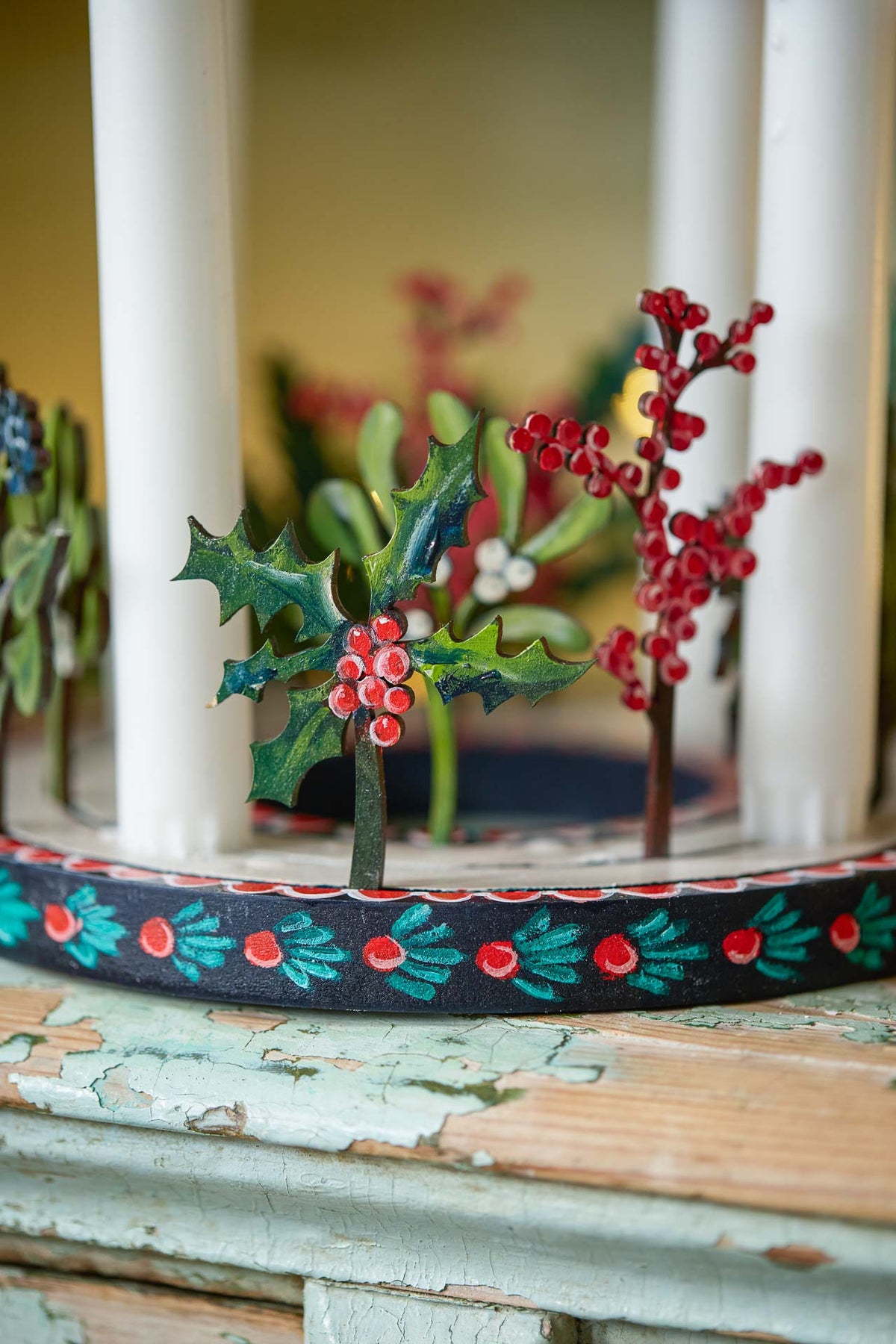 Hand Painted Wooden Winter Celebration Ring