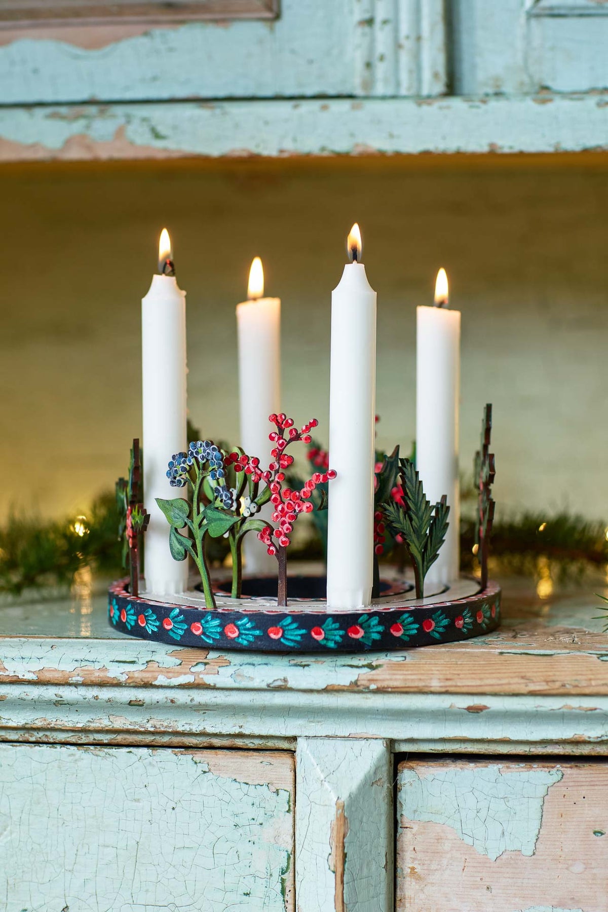 Hand Painted Wooden Winter Celebration Ring