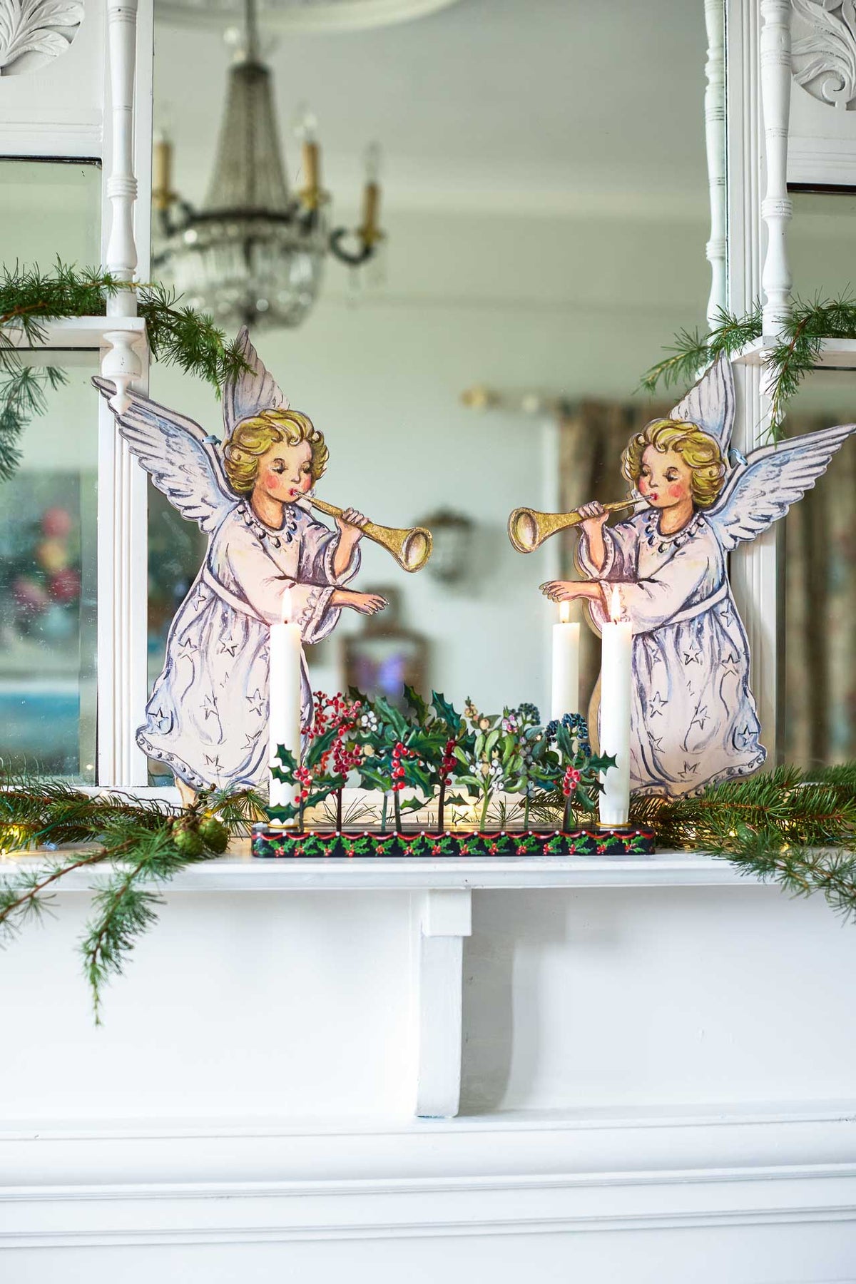 A Pair of Large Hanging Angels ~ Statement Hanging Wooden Decorations
