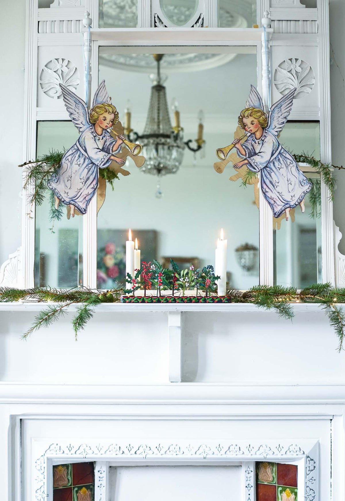 A Pair of Large Hanging Angels ~ Statement Hanging Wooden Decorations