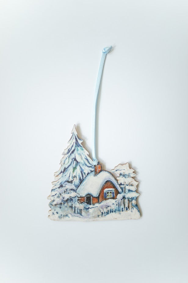 Snowflake Lodge ~ Hanging Wooden Decoration