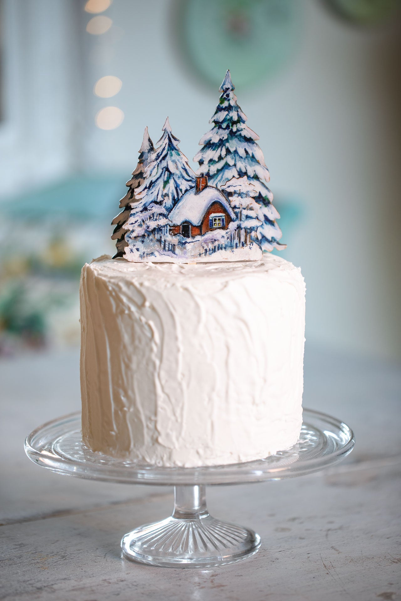 Snowflake Lodge ~ Wooden Cake Topper